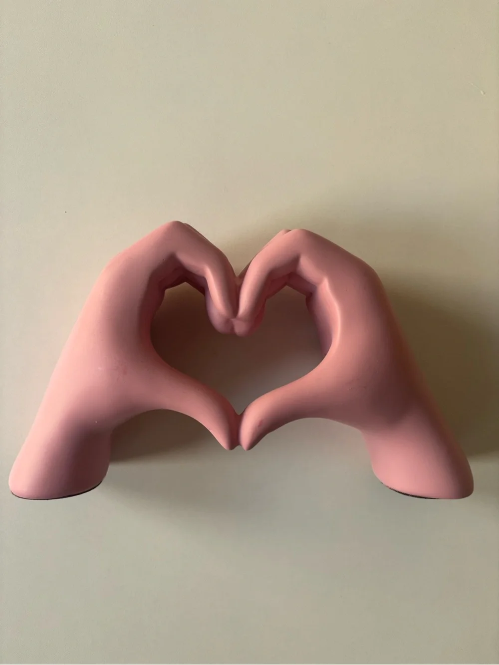 Pink Hand Heart Sculpture Decorative Accent